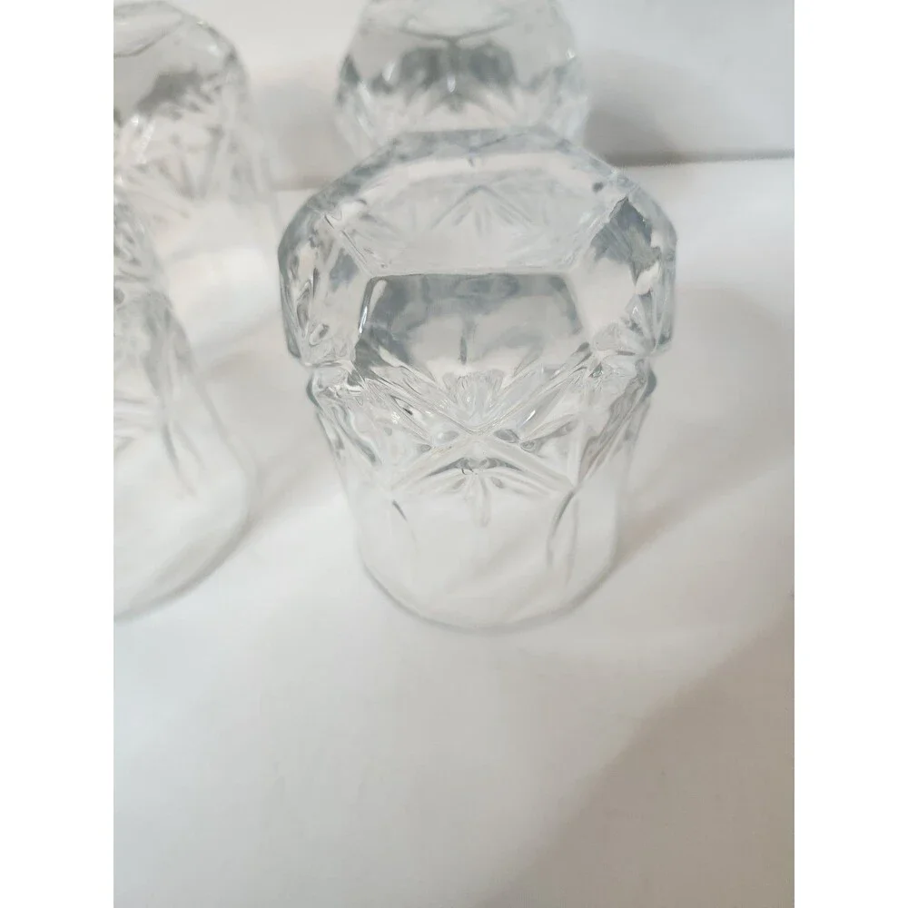 Lot Of 6 Cristal D’Arques Ashley Star Clear Cut Rocks Glasses 8 oz 3.5”